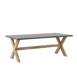 Table de jardin en fibre-ciment gris et bois 200 x 100 cm OLBIA