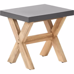 Tabouret d'extérieur. Rehaussez le look de votre jardin avec ce tabouret unique en son genre. Son assise rectangulaire en fib ...