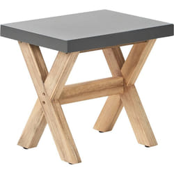 Beliani - Tabouret de Jardin 51 x 40 cm avec Assise en Béton Résistant et Pieds en Bois Naturel Idéal pour Extérieur au Style Scandinave