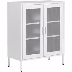 Armoire de rangement industrielle en acier blanc pratique et design. Ajoutez un motif industriel à votre pièce avec ce buffet ...