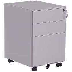 Rangement de bureau à roulettes en métal gris. Gardez votre bureau à domicile propre et dégagé grâce à cette armoire industri ...