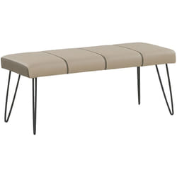 Banquette Design Bout de Lit en Cuir pu Beige avec Pieds Métalliques Noirs Parfait pour Chambre Minimaliste et Scandinave Beliani