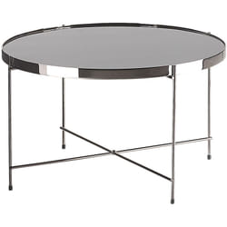 Table Basse Table Café Ronde 63 cm en Verre et Acier Noire et Argentée Design Moderne pour Chambre ou Salon Contemporain Beliani