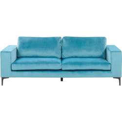 Canapé Fixe 3 Places Revêtu en Velours Bleu de Qualité un Design Tendance Idéal pour Salon Vintage Rétro et Glamour Beliani