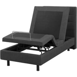 Beliani - Lit Simple Ajustable Electrique en Tissu Gris Foncé 80 x 200 cm Position Réglable par Télécommande pour Chambre au Style Transitionnel ou