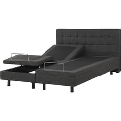 Beliani - Lit Double Ajustable Electrique en Tissu Gris Foncé 160 x 200 cm avec Réglage par Télécommande pour Chambre au Style Transitionnel ou