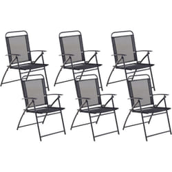 Lot 6 Chaises de Jardin Légères et Pliantes en Acier Noir et Textile Résistant un Design Moderne et Fonctionnel pour Terrasse ou Balcon Beliani