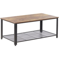 Table Basse Rectangulaire Effet Bois Foncé avec Pieds Noirs et Etagère Pratique pour Salon au Style Moderne Scandinave et Minimaliste Beliani