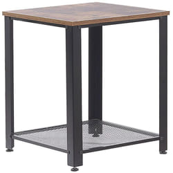 Table d'Appoint Bout de Canapé Effet Bois Foncé avec Pieds Noirs et Etagère Pratique pour Salon au Style Moderne Scandinave et Minimaliste Beliani