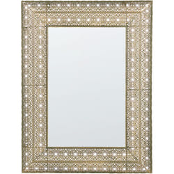 Miroir Mural Rectangulaire Grand Format en Métal Doré Ajouré de Style Oriental Idéal Pour Décorer Salon Moderne ou Glamour Beliani
