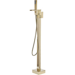 Robinet Mitigeur sur Pied Autoportant en Laiton Doré et Acier Inox Style Moderne et Design Tendance Idéal comme Colonne de Baignoire Ilot Beliani