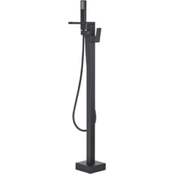 Robinet Mitigeur sur Pied Autoportant en Laiton Noir Mat et Acier Inox Style Moderne et Design Tendance Idéal comme Colonne de Baignoire Ilot Beliani