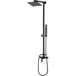 Colonne de Douche avec Robinet Mitigeur et Pommeau Carré en Laiton Noir Mat Idéale pour Salle de Bain au Style Moderne et Minimaliste Beliani