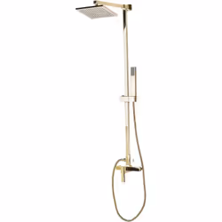Colonne de douche dorée avec pommeau carré et robinet mitigeur. Une colonne de douche doit avant tout être pratique, mais de  ...
