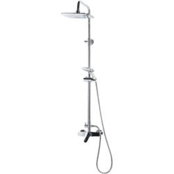 Colonne de Douche avec Robinet Mitigeur et Pomme Haute Carrée Effet Pluie en Laiton Chromé Accessoire Parfait pour Salle de Bain Moderne Beliani