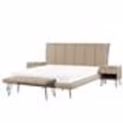 Ensemble de chambre à coucher - Beliani - BETIN - Simili-cuir beige - Lit 180x200cm