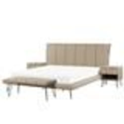 Ensemble de chambre à coucher - Beliani - BETIN - Simili-cuir beige - Lit 180x200cm