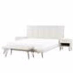 Ensemble de chambre en cuir PU blanc avec lit 180 x 200 cm BETIN