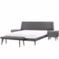 Ensemble de chambre en cuir PU gris avec lit 160 x 200 cm ESSONNE