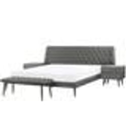 Ensemble de chambre en cuir PU gris avec lit 160 x 200 cm ESSONNE