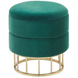 Pouf Coffre de Rangement en Velours Vert Foncé et Structure en Acier Doré Idéal pour Chambre ou Salon au Design Glamour Tendance Beliani