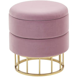 Beliani - Pouf Coffre de Rangement en Velours Rose et Structure en Acier Doré Idéal pour Chambre ou Salon au Design Glamour Tendance
