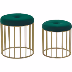 Set de 2 poufs tabourets avec assise en velours vert foncé et support doré. Si vous cherchez un moyen simple de rafraîchir vo ...