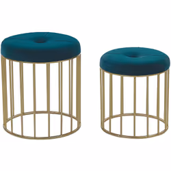 Set de 2 poufs tabourets avec assise en velours bleu paon et support doré. Si vous cherchez un moyen simple de rafraîchir vot ...