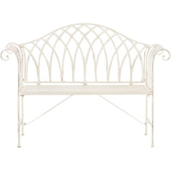Banc de Jardin en Métal Blanc avec Accoudoirs Arrondis et Dossier Décoratif Idéal pour Jardin ou Terrasse Romantique et Traditionnelle Beliani