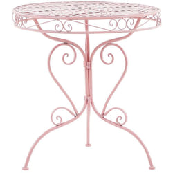 Beliani - Table Ronde 70 cm de type Bistrot en Métal Rose avec Ornaments Décoratifs pour Jardin Terrasse ou Balcon au Style Classique et Romantique