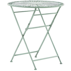 Table de Jardin Bistrot Pliante en Métal Vert Ronde 70 cm avec Ornaments Décoratifs pour Jardin Terrasse ou Balcon Classique et Romantique Beliani