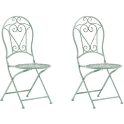 Lot de 2 Chaises Bistrot Pliantes en Métal Vert avec Ornaments Décoratifs pour Jardin Terrasse ou Balcon au Style Classique et Romantique Beliani