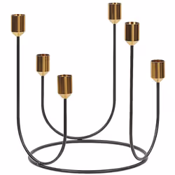 Bougeoir asymétrique en métal noir et doré pour 6 bougies. Un accessoire idéal pour habiller et illuminer le centre de votre  ...