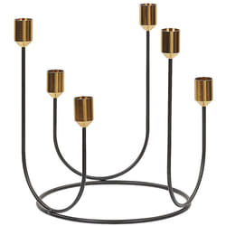 Beliani - Bougeoir Asymétrique 6 Bougies en Métal Noir et Doré Accessoire Déco Très Tendance pour Salon ou Chambre Moderne Glamour et Rétro