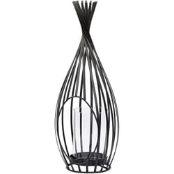 Lanterne Décorative en Métal Noir Filaire 38 cm de Hauteur Design Minimaliste pour Intérieur et Extérieur au Style Moderne et Contemporain Beliani