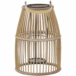 Lanterne décorative au style boho en bambou naturel avec poignée. Cette lanterne à bougie au design bohème est faite de bois ...