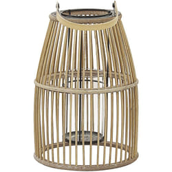Beliani - Lanterne Décorative Boho à Bougies en Bambou Naturel 32 cm de Hauteur pour Intérieur et Extérieur au Style Bohème et Rustique