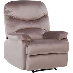 Beliani - Fauteuil de Relaxation Position Réglable Manuellement en Velours Taupe avec Repose-pied et Dossier Inclinables Design Moderne et Ultra