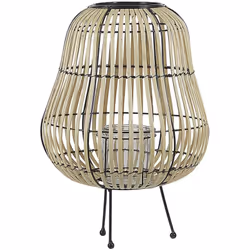 Lanterne déco en bois de saule clair 44 cm de hauteur sur trépied design . Ce bougeoir en bois en forme de panier en osier ap ...