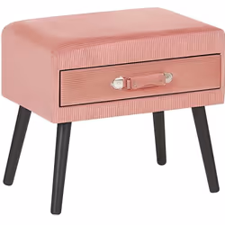Table de chevet en velours côtelé rose - BELIANI - EUROSTAR - 1 tiroir - Style vintage - Bois de pin