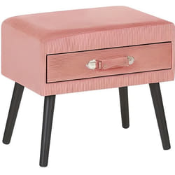 Table de chevet en velours côtelé rose - BELIANI - EUROSTAR - 1 tiroir - Style vintage - Bois de pin