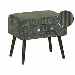 Table de chevet en velours côtelé vert EUROSTAR