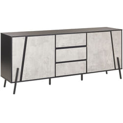 Beliani - Commode au Design Industriel et Minimaliste Effet Béton Gris avec Structure en Métal Noir 2 Portes et 3 Tiroirs pour Salon ou Chambre