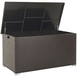 Coffre de Rangement Extérieur 155 x 75 cm en Rotin Marron Idéal pour Stockage d'Accessoires de Jardin et Coussins Durable et Décoratif Beliani