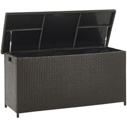 Coffre de Rangement Extérieur 126 x 46 cm en Rotin Marron Idéal pour Stockage d'Accessoires de Jardin et Coussins Durable et Décoratif Beliani