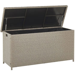 Coffre de Rangement Extérieur 126 x 46 cm en Rotin Beige Taupe Idéal pour Stockage d'Accessoires de Jardin et Coussins Durable et Décoratif Beliani