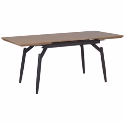 Table de repas à rallonge rectangulaire au design industriel effet bois foncé. Cette table s'intégrera parfaitement dans un l ...