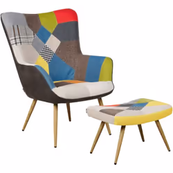Fauteuil avec repose pied en tissu de haute qualité. Cet ensemble exceptionnellement confortable, composé d'un fauteuil et d' ...