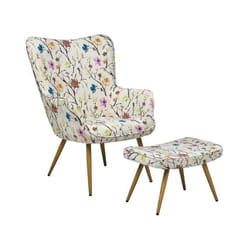 Fauteuil - BELIANI - VEJLE - Tissu polyester - Bois dhévéa - Multicolore