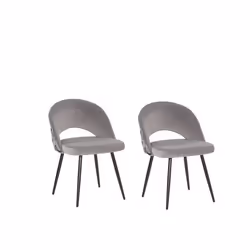 Lot de 2 chaises de salle à manger en velours gris - Beliani - VIVIAN - Élégance - Chic - Brillant